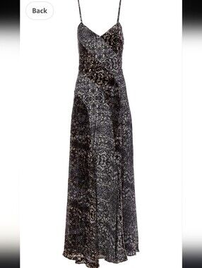 Haute Hippie Black & Silver Patterned Maxi Slip Dress